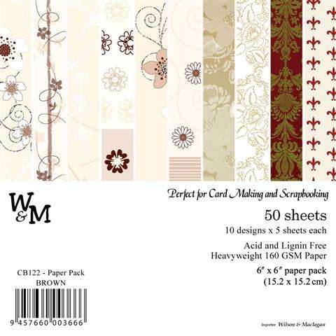 Paper Book. BROWN. 50 sheets. 6 x 6 inch (15.2 squares)