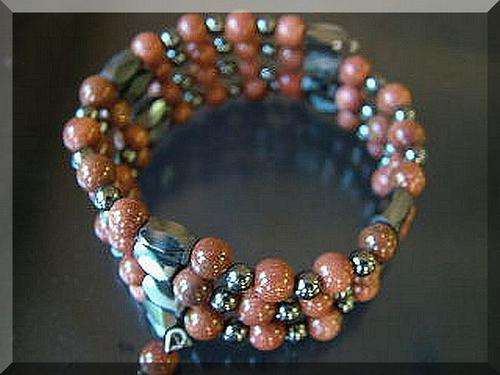 Goldstone and hematite magnetic bracelet - 64cm