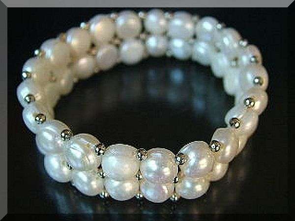 Two string pearl bracelet, cream colour pearl size 7mm