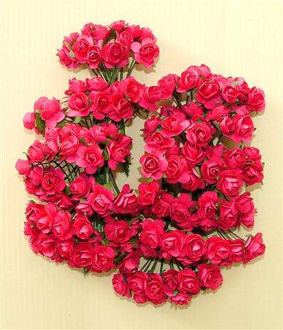 PACK OF 10 - Paper Roses, Cerise (10mm),