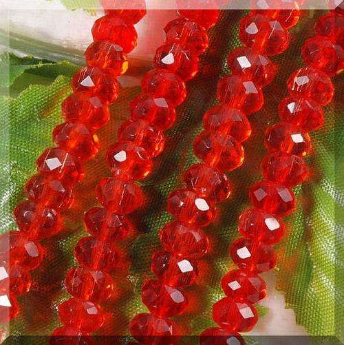 Siam crystal AB facetted roundel glass bead, 43cm string- 6mm