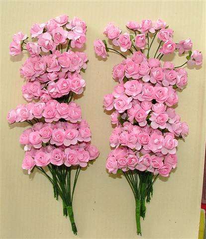 PACK OF 10 - Paper Roses, Pink (10mm),