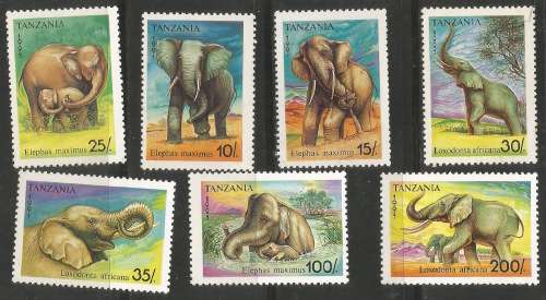 Tanzania 1991 Elephants  Sc792-98 Complete Mnh Set $16.35 Value  #504