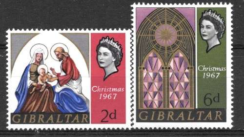 GIBRALTAR 1967 CHRISTMAS COMPLETE UNMOUNTED MINT SET
