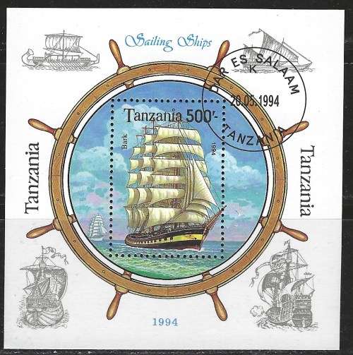TANZANIA 1994 SAILING SHIPS MINIATURE SHEET CTO