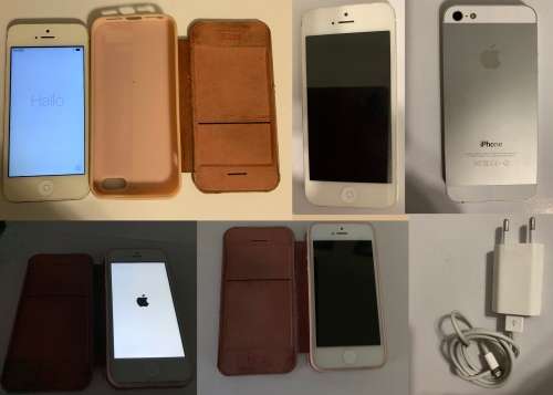 iPhone 5 16GB Silver - Mint Condition! Pre-Owned Plus Charger and Leather Flip Cover Rose