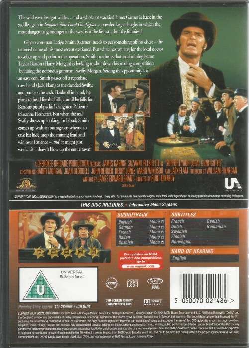 SUPPORT YOUR LOCAL GUNFIGHTER JAMES GARNER ZUZANNE PLESHETTE DVD MOVIE