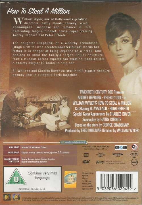 HOW TO STEAL A MILLION AUDREY HEPBURN PETER O'TOOLE DVD MOVIE