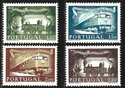 Portugal 1956 Centenary Of The Portuguese Railways Sc#818-9 Complete Mnh Set 0782