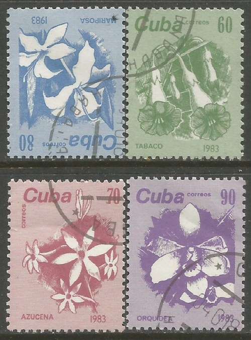 CUBA 1983 FLOWERS SG#2007-9 COMPLETE USED SET 1058