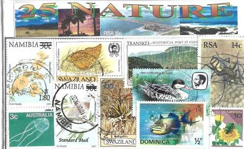 Nature 25 Used Charity Stamps Bulk Packet PC0225