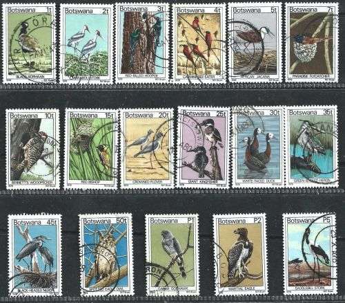 Botswana 1978 Birds Definitive Set Sc#198-214 Complete Used Set 0243
