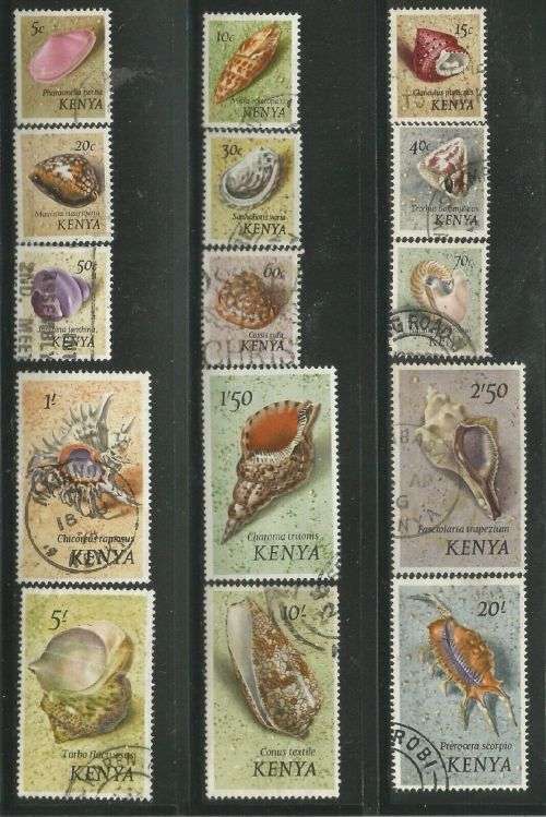 Kenya 1971 Definitive Set Shells Sc#36-50 Complete Postal Used Set 0218