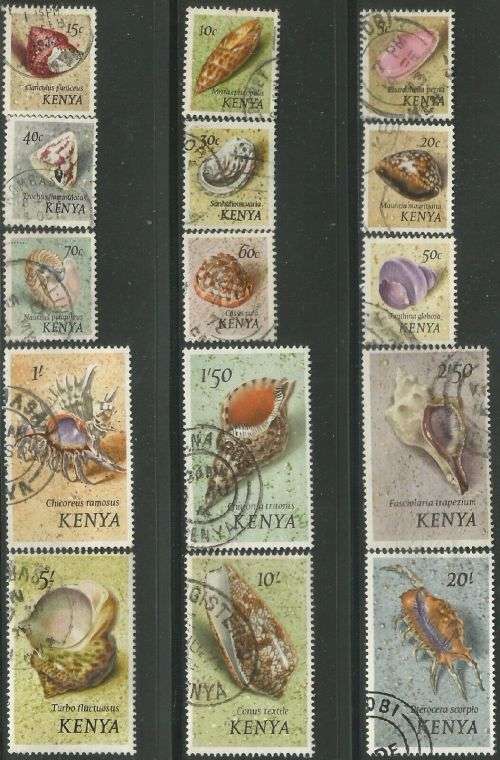 Kenya 1971 Definitive Set Shells Sc#36-50 Complete Postal Used Set 0218