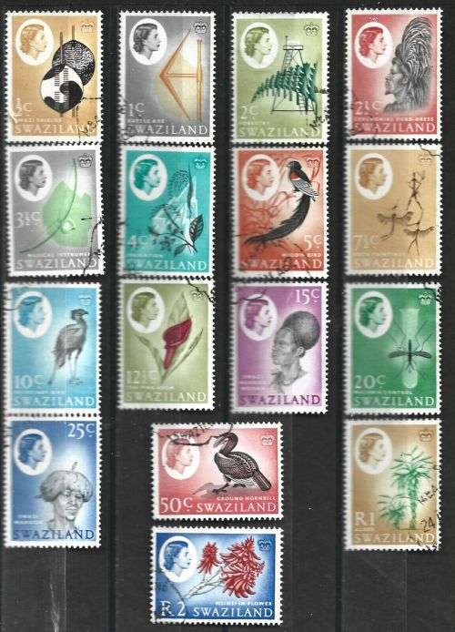 Swaziland 1962 Definitive Pictorial Sc#92-107 Complete Vfu Set 1345