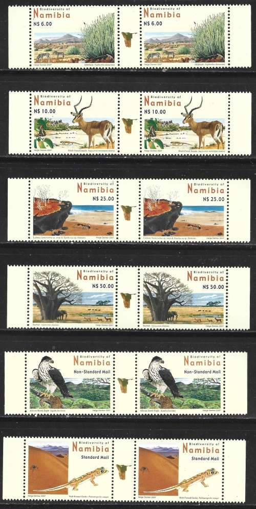 Namibia 2007 Flora and Flora Definitive Gutter Pairs Sc#1104-15 Complete MNH Set 1413