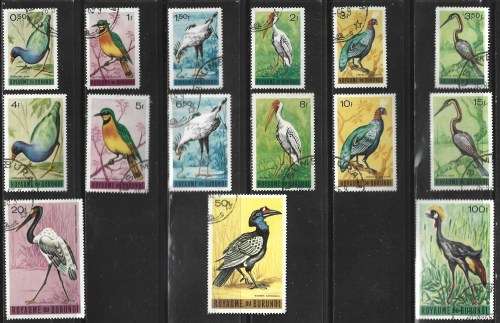 Burundi 1966 Birds Sc#111-25 Complete 15 values Cto Used Set 1367