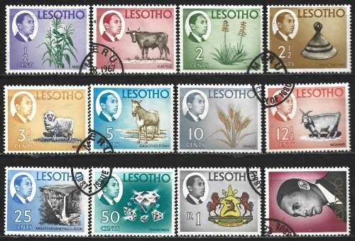 Lesotho 1967 First Definitive Sc#25-36 Complete Used Set 1524
