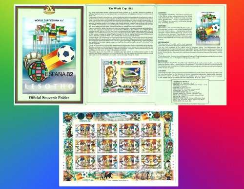 Lesotho 1982 Soccer/Football World Cup Complete Souvenir Folder Sc#363a-f/364 Used LB2