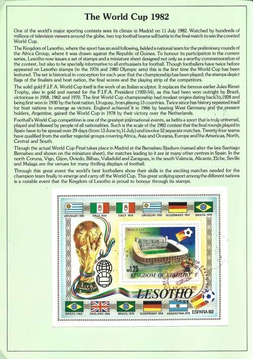 Lesotho 1982 Soccer/Football World Cup Complete Souvenir Folder Sc#363a-f/364 Used LB2