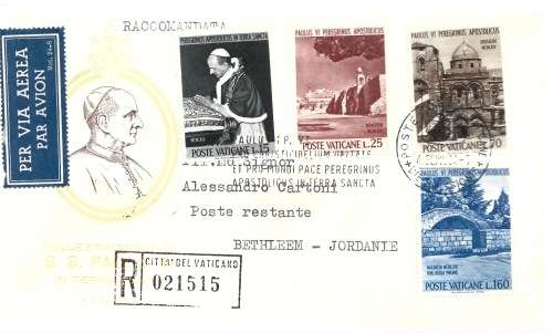 Vatican 1964 Visit Pope Paul VI to Holy Land Complete Vfu Set on First Day Cover Sc#375-8 FDC0403