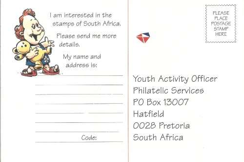 South Africa 1980/90s Post Office Postal Stationery Postcard Youth Outreach Programme Un-used PC0713