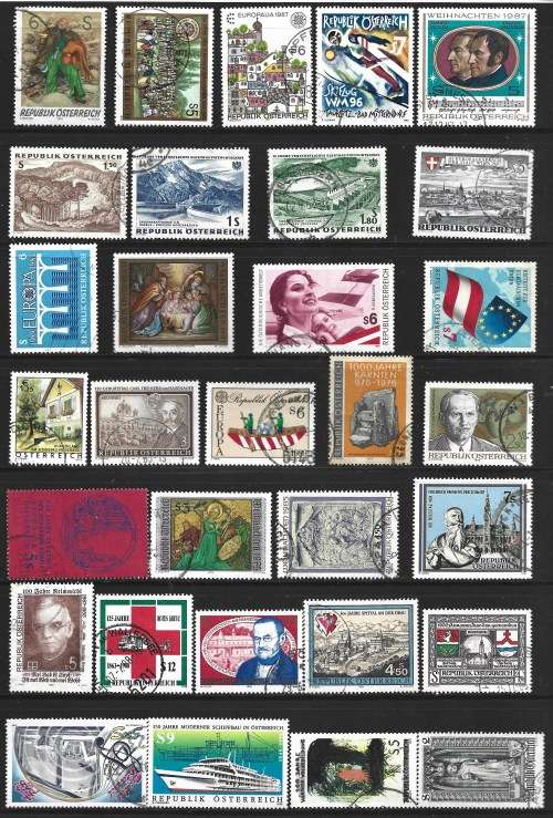 Austria Collection Collection Over 130 Used stamps Part Set + Miniature Sheet & Used Postcard PC0269