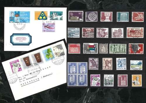 Switzerland Bulk Lot MNH teche-beche Block + Used stamps Postal Used Cover & First Day Cover FDC0264