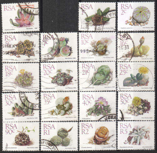 SOUTH AFRICA 1988 5th DEFINITIVE SUCCULENTS COMPLETE POSTALLY USED SET