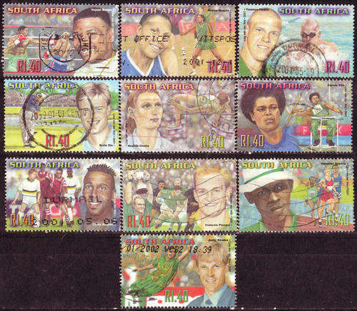 SOUTH AFRICA 2001 SPORTING HEROES COMPLETE USED SET