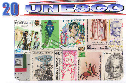 CHARITY STAMP PACKET UNESCO 20 USED STAMP