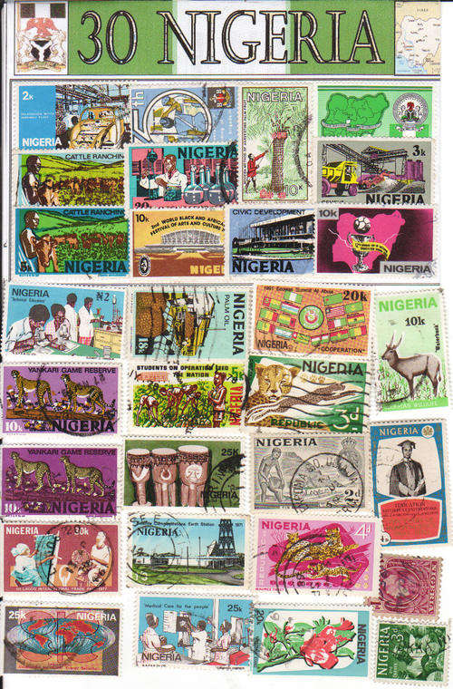 CHARITY STAMP PACKET NIGERIA 30 STAMPS USED