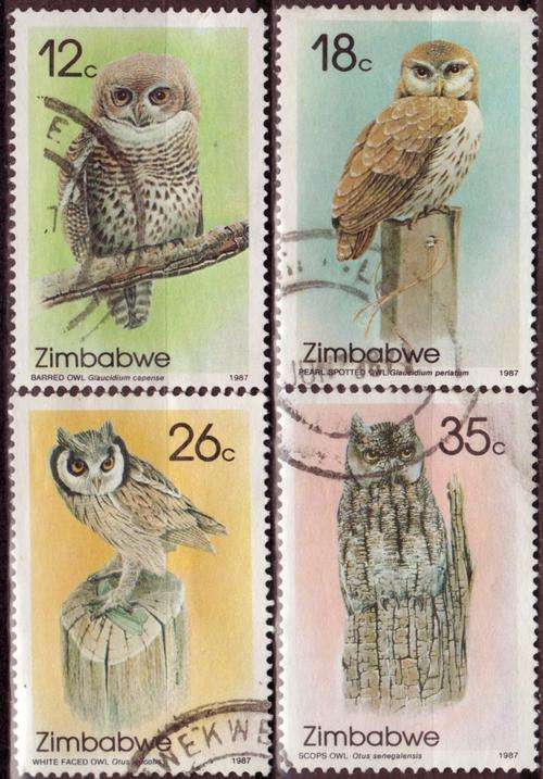 ZIMBABWE 1987 OWLS COMPLETE USED SET SG #710-13