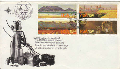 SOUTH AFRICA 1975 TOURISM PUBLICITY BLOCK COMPLETE SET ON FDC