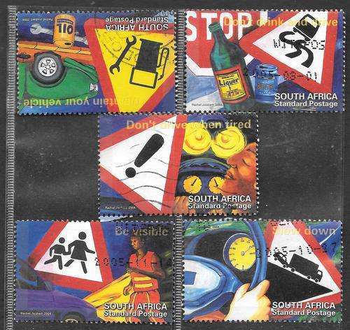 SOUTH AFRICA 2004 DRIVE ALIVE ROAD SAFTY COMPLETE POSTAL USED SET SG#1466-70