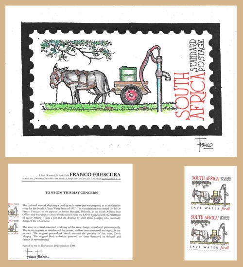 SOUTH AFRICA 1997 ESSAY + CERTIFICATE AND IMPERF PAIR OF STAMP NATIONAL WATER CONSERVATION CAMPAIGN