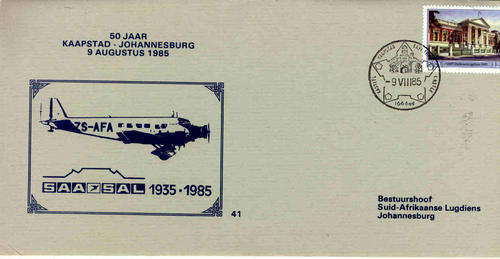 SAA Flight Cover #41 - SAA 50 Years 1935-1985 9/8/1985