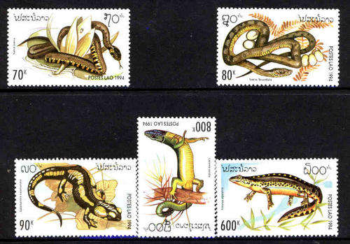 REPTILES 1994 LAOS - #81400/4 COMPLETE SET UNMOUNTED MINT