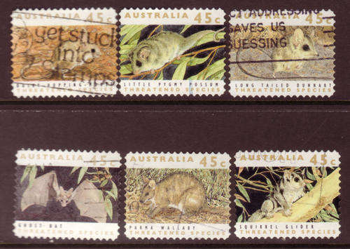 AUSTRALIA 1992  SG #1312-1317 THREATENED SPECIES COMPLETE VFP USED SET