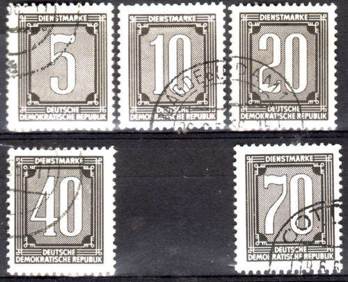 GERMANY DDR 1956 COMPLETE USED SET # EO257-61 POSTAGE DUE