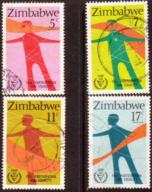 ZIMBABWE - 1981 YEAR OF THE DISABLED COMPLETE POSTALLY USED SET SG # 602-5