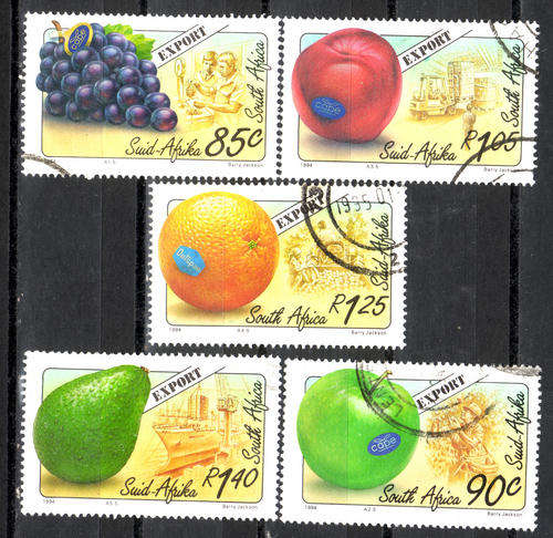 SOUTH AFRICA 1994 EXPORT FRUITS COMPLETE POSTALLY USED SET