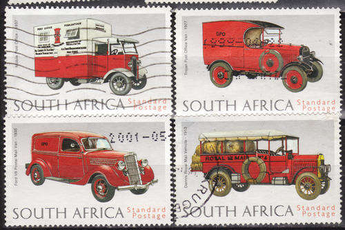 SOUTH AFRICA - 1999 125th ANNIVERSARY OF UPU VINTAGE VEHICLES COMPLETE POSTALLY USED SET