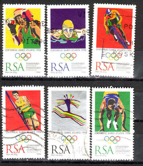 SOUTH AFRICA 1996 OLYMPIC GAMES ATLANTA SPORT COMPLETE POSTALLY USED SET