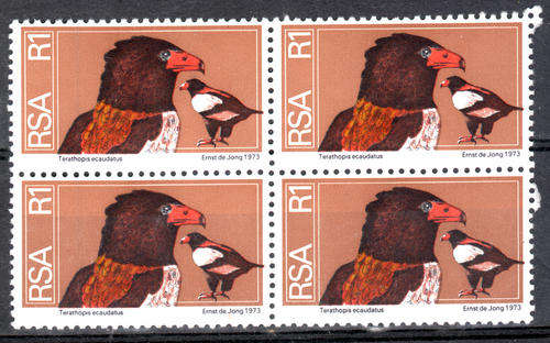 SOUTH AFRICA 1974 UMM R1.00 BLOCK OF 4 HIGH VALUE of 2nd DEFINITIVE SERIES  FAUNA and FLORA 0797
