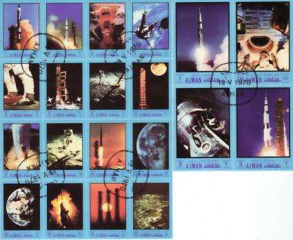 AJMAN 1970 SPACE 2 MINIATURE SHEETS COMPLETE CTO USED SET