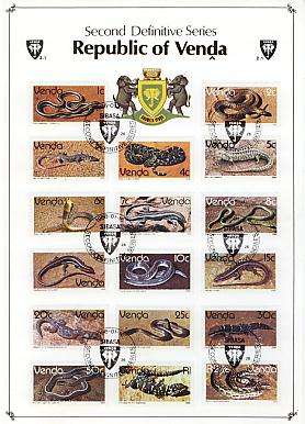 VENDA  SECOND DEFINITIVE SERIES - REPTILES