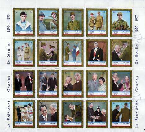 CHARLES DE GAULLE MINIATURE SHEET COMPLETE CTO USED SET FUJEIRA