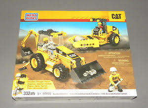 MEGA BLOKS 97805 Roadbuilding Unit Construction Set CAT Backhoe & Steamroller