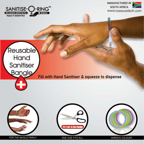 Become a Sanitise-O-Ring agent. Counter Stand + 10 x Refillable Hand Sanitiser Dispensing Bangles